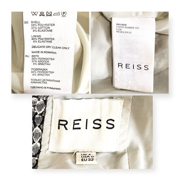 Reiss Fion Snake Print Sheath Dress Size 0 US / 4 UK / 32 EU - Picture 5 of 16